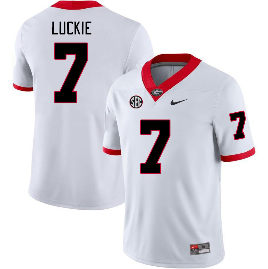 Men #7 Lawson Luckie Georgia Bulldogs College Football Jerseys Stitched-White - Click Image to Close